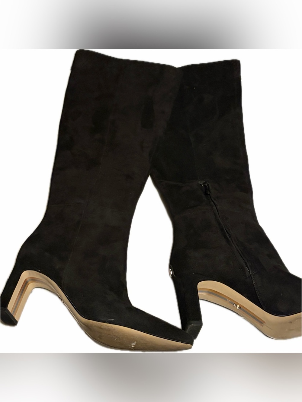 Sam Edelman Black Suede Mid-Calf Heeled Boots